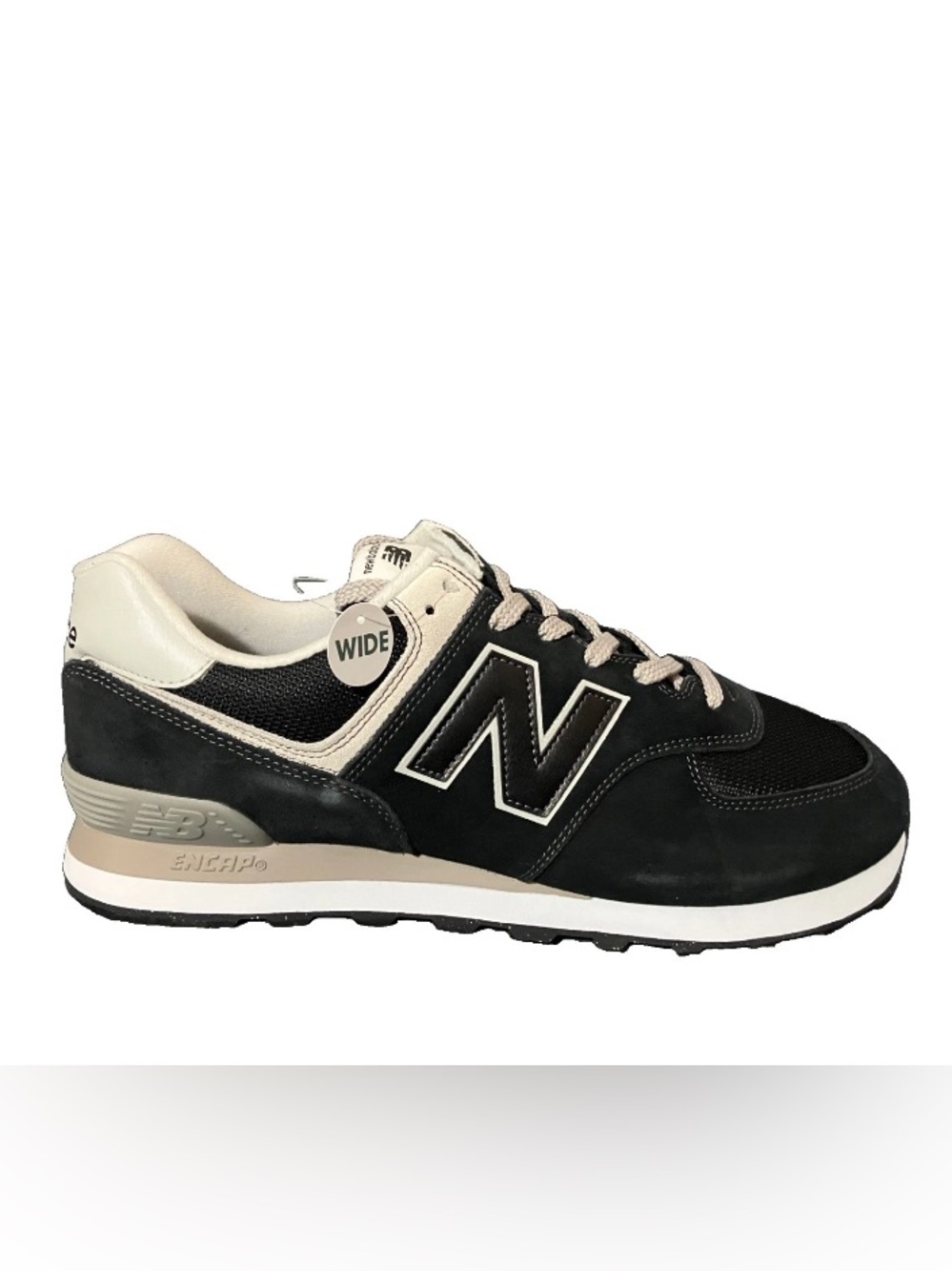 New Balance Classics 574 Core size 13 2E Wide Men's Shoes Black White Grey